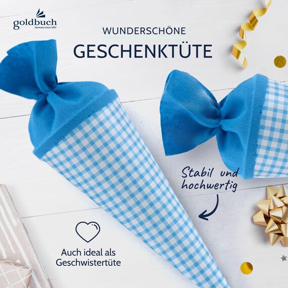 Schultüte 35cm Karo blau