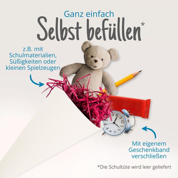 itenga Bastelschultüte 70cm rund Schultütenrohling (Weiß ohne Verschluss)
