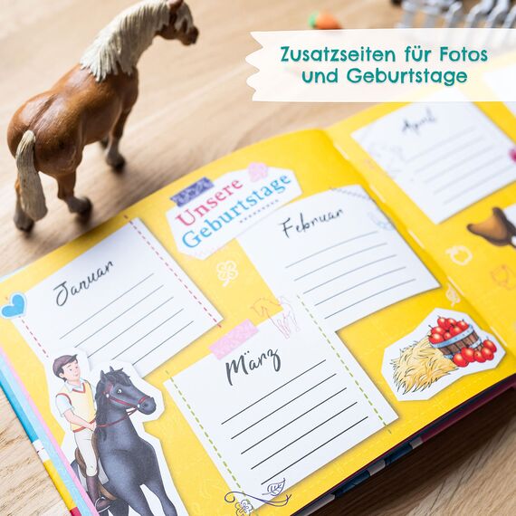 Papierdrachen Hochwertiges Freundebuch für Kinder - Bibi & Tina - Poesiealbum für alle kleinen Pferdefreunde - für 27 Freunde - buntes kindgerechtes Design