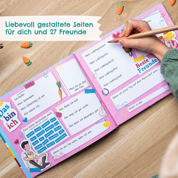 Papierdrachen Hochwertiges Freundebuch für Kinder - Bibi & Tina - Poesiealbum für alle kleinen Pferdefreunde - für 27 Freunde - buntes kindgerechtes Design