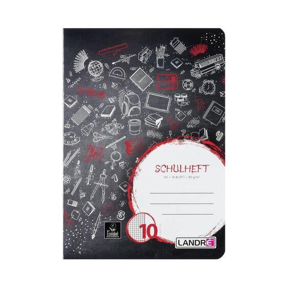 Landre Notizblock A5 für alle gängigen Schriftzüge 80g/m² feines Holz Schreibpapier 10er Pack, 3 Motive sortiert, 16 Blatt