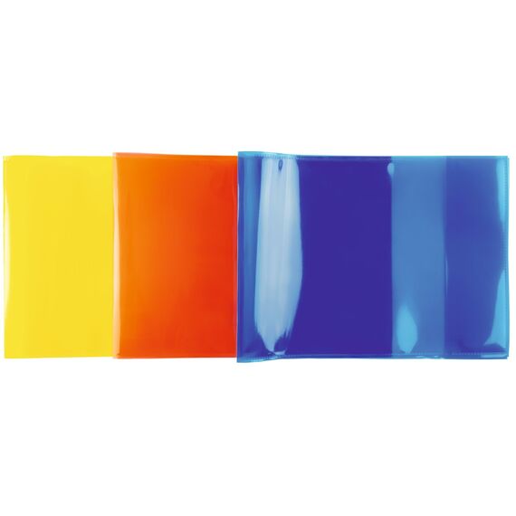 HERMA 19618 Heftumschläge A5 Quer Transparent Blau, 10 Stück, Hefthüllen aus strapazierfähiger, abwischbarer & extra dicker Polypropylen-Folie, durchsichtige Heftschoner Set für Schulhefte, farbig