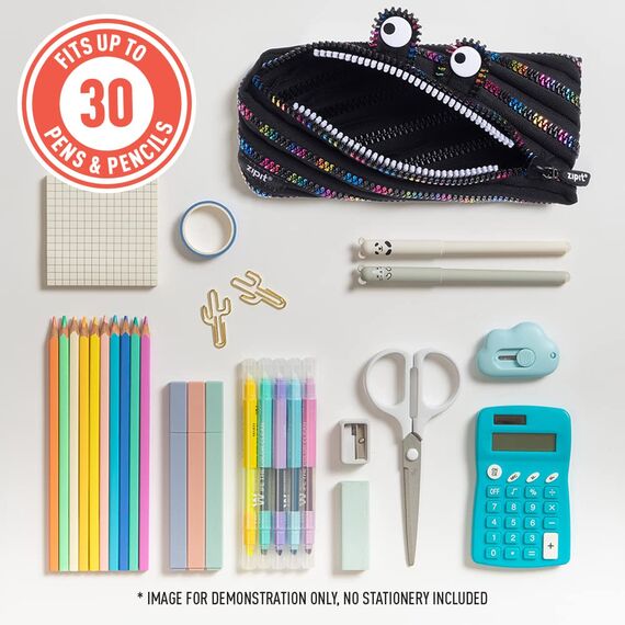 ZIPIT Monster Federmäppchen für Kinder, Großes Mäppchen für die Schule, Monster Etui für Jungen und Mädchen, Federmappe Regenbogen