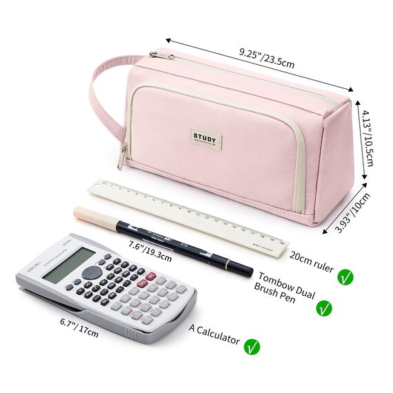 KALIDI Federmäppchen Mäppchen Federtaschen 2 Fächer, extra groß Pencil Case Stifte Etui Schule, Aesthetic Federmäppchen Mäppchen für Mädchen und Jungen, Nylon Rosa