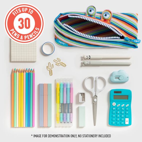 ZIPIT Monster Federmäppchen für Kinder, Großes Mäppchen für die Schule, Monster Etui für Jungen und Mädchen, Federmappe Bunt