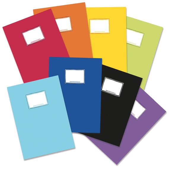 Papierdrachen 8 hochwertige Heftumschläge aus Papier für Kinder | DIN A4| Motiv einfarbig - Heftschoner ideal für die Schule - Heftumschlag 250g/m² - Set Nummer 5