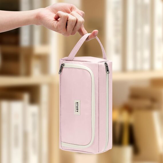 KALIDI Federmäppchen Mäppchen Federtaschen 2 Fächer, extra groß Pencil Case Stifte Etui Schule, Aesthetic Federmäppchen Mäppchen für Mädchen und Jungen, Nylon Rosa