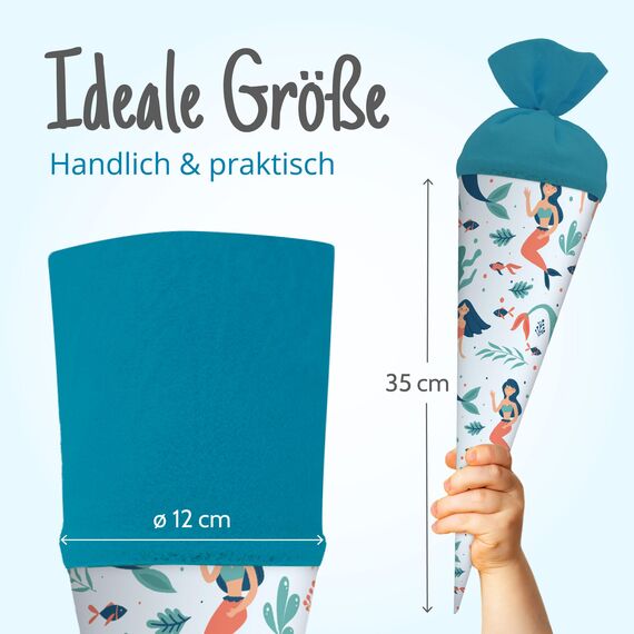 itenga Geschwisterschultüte 35 cm Tiere Pflanzen Muster Geschenkverpackung Schultüte Zuckertüte Filzverschluss Kinder Erwachsene (Meerjungfrauen)