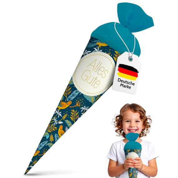 itenga Geschwisterschultüte 35 cm Tiere Pflanzen Muster Geschenkverpackung Schultüte Zuckertüte Filzverschluss Kinder Erwachsene (Vögel mit Text)