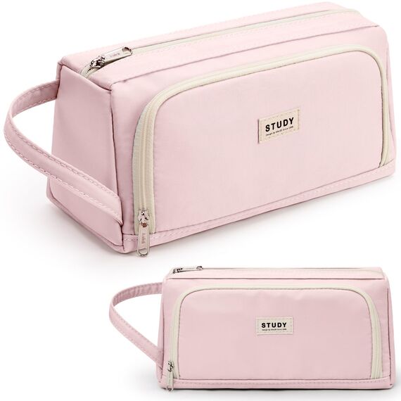 KALIDI Federmäppchen Mäppchen Federtaschen 2 Fächer, extra groß Pencil Case Stifte Etui Schule, Aesthetic Federmäppchen Mäppchen für Mädchen und Jungen, Nylon Rosa