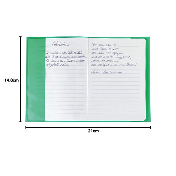 HERMA 19613 Heftumschläge A5 Transparent Grün, 10 Stück, Hefthüllen aus strapazierfähiger, abwischbarer & extra dicker Polypropylen-Folie, durchsichtige Heftschoner Set für Schulhefte, farbig