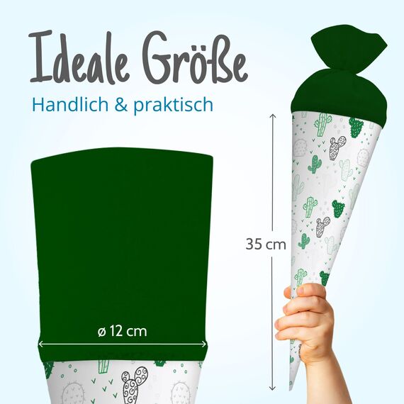 itenga Geschwisterschultüte 35 cm Tiere Pflanzen Muster Geschenkverpackung Schultüte Zuckertüte Filzverschluss Kinder Erwachsene (Kaktus)