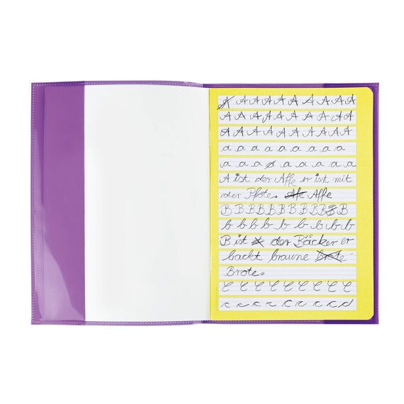 HERMA 19617 Heftumschläge A5 Transparent Violett Lila, 10 Stück, Hefthüllen aus strapazierfähiger, abwischbarer & extra dicker Polypropylen-Folie, durchsichtige Heftschoner Set für Schulhefte, farbig