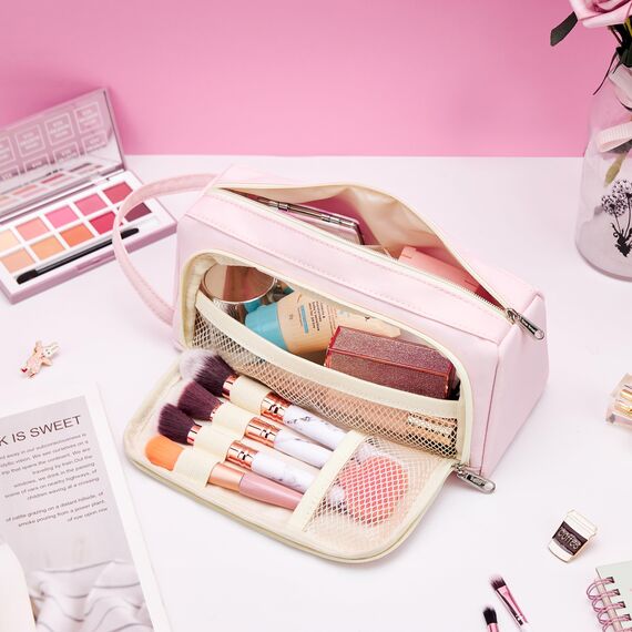 KALIDI Federmäppchen Mäppchen Federtaschen 2 Fächer, extra groß Pencil Case Stifte Etui Schule, Aesthetic Federmäppchen Mäppchen für Mädchen und Jungen, Nylon Rosa