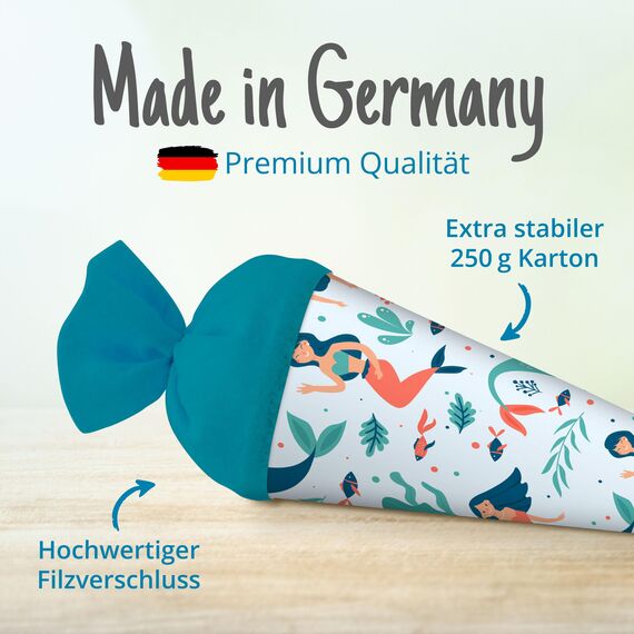 itenga Geschwisterschultüte 35 cm Tiere Pflanzen Muster Geschenkverpackung Schultüte Zuckertüte Filzverschluss Kinder Erwachsene (Meerjungfrauen)