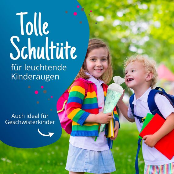 itenga Geschwisterschultüte 35cm Geschenkverpackung Schultüte Kinder Erwachsene Party (Pflanzen)