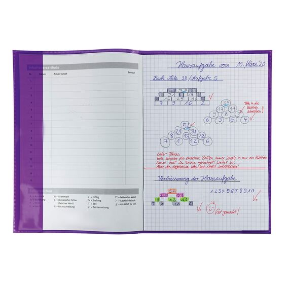 HERMA 19608 Heftumschläge A4 Transparent Violett Lila, 10 Stück, Hefthüllen aus strapazierfähiger, abwischbarer & extra dicker Polypropylen-Folie, durchsichtige Heftschoner Set für Schulhefte, farbig