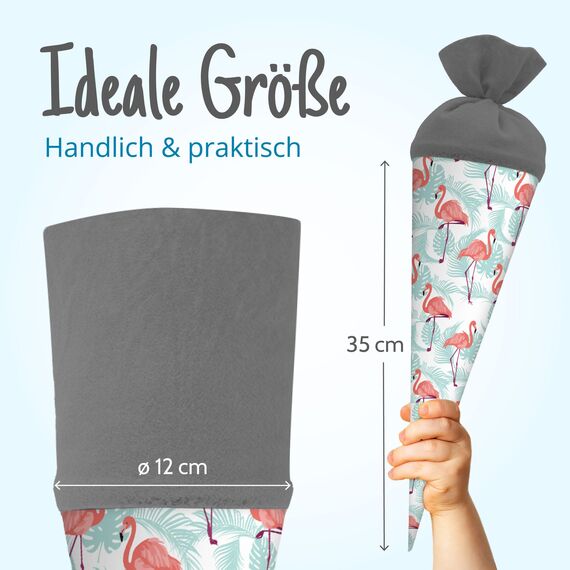itenga Geschwisterschultüte 35 cm Tiere Pflanzen Muster Geschenkverpackung Schultüte Zuckertüte Filzverschluss Kinder Erwachsene (Flamingo)