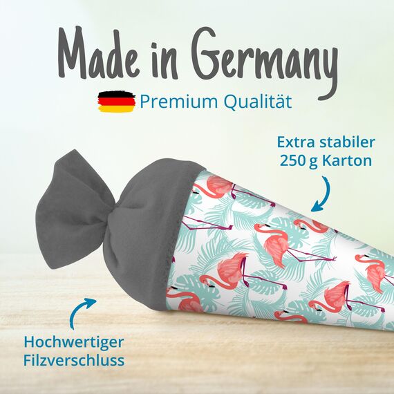 itenga Geschwisterschultüte 35 cm Tiere Pflanzen Muster Geschenkverpackung Schultüte Zuckertüte Filzverschluss Kinder Erwachsene (Flamingo)