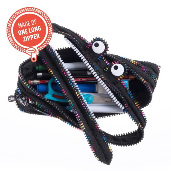 ZIPIT Monster Federmäppchen für Kinder, Großes Mäppchen für die Schule, Monster Etui für Jungen und Mädchen, Federmappe Regenbogen