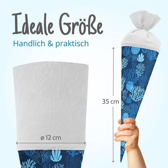 itenga Geschwisterschultüte 35 cm Tiere Pflanzen Muster Geschenkverpackung Schultüte Zuckertüte Filzverschluss Kinder (Korallen)