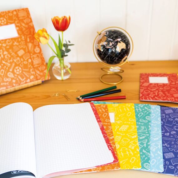 Papierdrachen 8 hochwertige Heftumschläge aus Papier für Kinder | DIN A4| Motiv Scribble - Heftschoner ideal für die Schule - Heftumschlag 250g/m² - Set Nummer 6