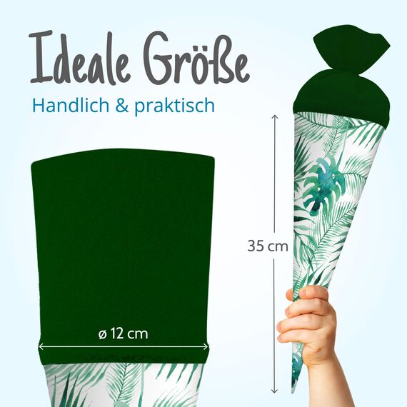 itenga Geschwisterschultüte 35cm Tiere Pflanzen Muster Geschenkverpackung Schultüte Zuckertüte Filzverschluss Kinder Erwachsene (Palmenblätter)