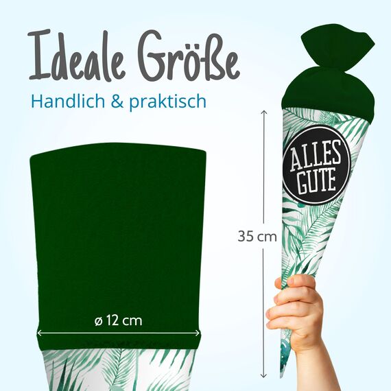 itenga Geschwisterschultüte 35 cm Tiere Pflanzen Muster Geschenkverpackung Schultüte Zuckertüte Filzverschluss Kinder Erwachsene (Palmenblätter mit Text)