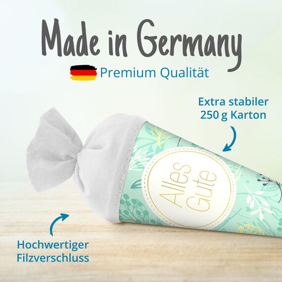 itenga Geschwisterschultüte 35cm Geschenkverpackung Schultüte Kinder Erwachsene Party (Pflanzen mit Text Alles Gute)