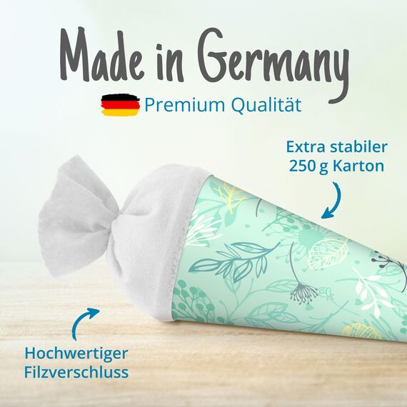 itenga Geschwisterschultüte 35cm Geschenkverpackung Schultüte Kinder Erwachsene Party (Pflanzen)