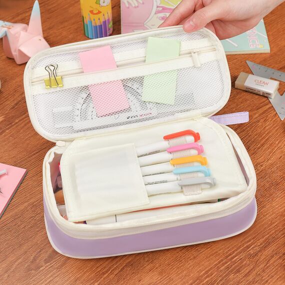 YOKUMA federmäppchen mäppchen federtasche federmappe etui Schule schlamppermäppchen groß Pencil case Aesthetic etui federmappe für Jungen mädchen Teenager Jungen (Lila, Eine Größe)