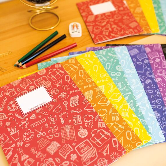 Papierdrachen 8 hochwertige Heftumschläge aus Papier für Kinder | DIN A4| Motiv Scribble - Heftschoner ideal für die Schule - Heftumschlag 250g/m² - Set Nummer 6