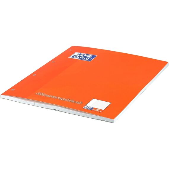 Oxford Schule Klausuren-Block A4, liniert mit Rand, 50 Blatt, orange (3er Pack)