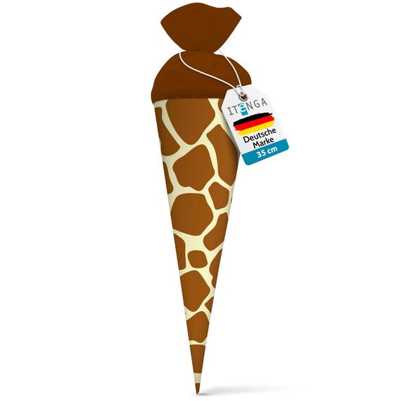 itenga Geschwisterschultüte 35cm Tiermuster Geschenkverpackung Schultüte Erwachsene (Giraffe)