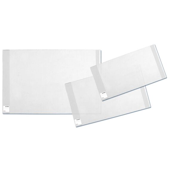 HERMA 20222 Buchumschläge 26 x 54 cm Basic, 3 Stück, Buchhüllen mit Beschriftungsetikett und Kantenschutz aus abwischbarer Polypropylen-Folie, Buchschoner Set für Schulbücher, transparent