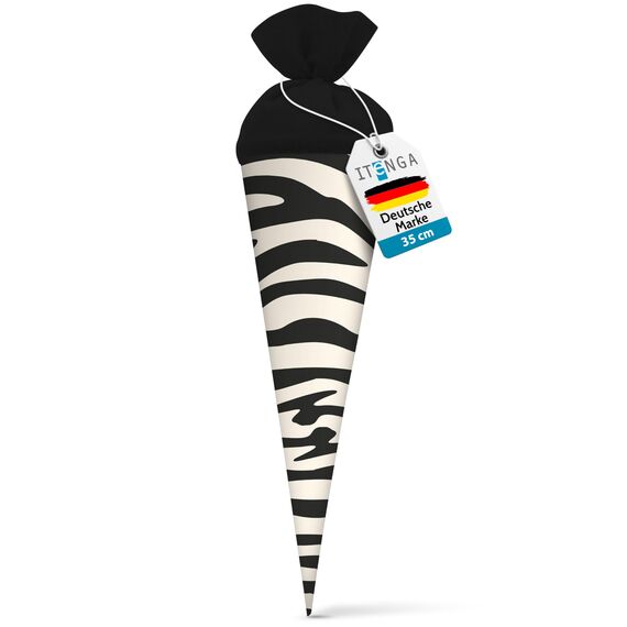 itenga Geschwisterschultüte 35cm Tiermuster Geschenkverpackung Schultüte Erwachsene (Zebra)