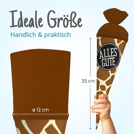 itenga Geschwisterschultüte 35cm Tiermuster Geschenkverpackung Schultüte Erwachsene (Giraffe mit Text Alles Gute)