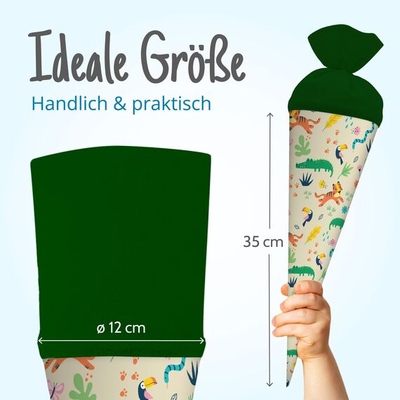 itenga Geschwisterschultüte 35cm Tiere Tiermuster Geschenkverpackung Schultüte Zuckertüte Filzverschluss Kinder Erwachsene (Dschungeltiere)