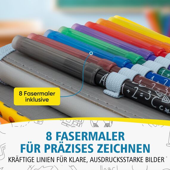 itenga Schüler-Etui 28 teilig gefüllt 1-Zipper Federmäppchen für Jungen und Mädchen (Traumfänger)