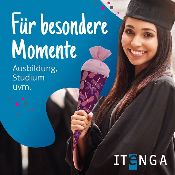 itenga Geschwisterschultüte 35 cm Tiere Pflanzen Muster Geschenkverpackung Schultüte Zuckertüte Filzverschluss Kinder Erwachsene (Libellen)
