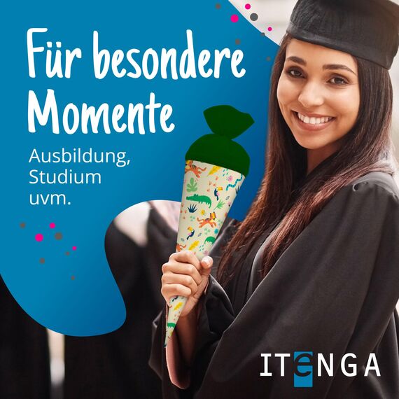 itenga Geschwisterschultüte 35cm Tiere Tiermuster Geschenkverpackung Schultüte Zuckertüte Filzverschluss Kinder Erwachsene (Dschungeltiere)