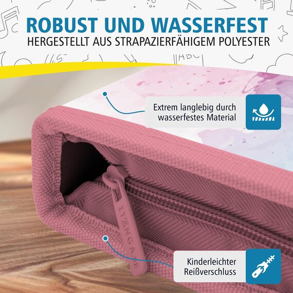 itenga Schüler-Etui 28 teilig gefüllt 1-Zipper Federmäppchen für Jungen und Mädchen (Regenbogen Wasserfarben)