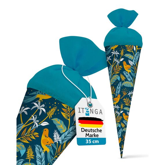 itenga Geschwisterschultüte 35 cm Tiere Pflanzen Muster Geschenkverpackung Schultüte Zuckertüte Filzverschluss Kinder Erwachsene (Vögel)