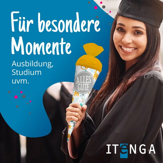 itenga Geschwisterschultüte 35cm Tiere Tiermuster Geschenkverpackung Schultüte Zuckertüte Filzverschluss Kinder Erwachsene (Afrikanische Tiere mit Text Alles Gute)