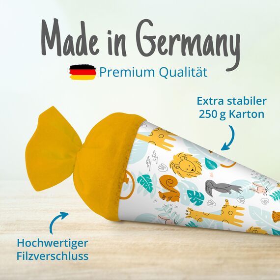 itenga Geschwisterschultüte 35cm Tiere Tiermuster Geschenkverpackung Schultüte Zuckertüte Filzverschluss Kinder Erwachsene (Afrikanische Tiere)