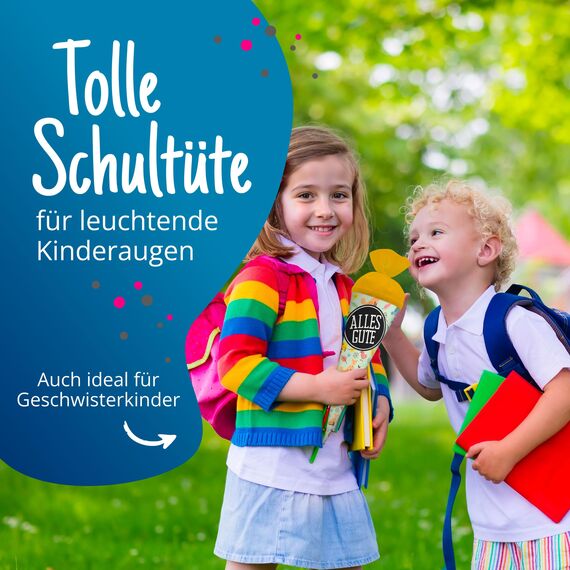 itenga Geschwisterschultüte 35cm Tiere Tiermuster Geschenkverpackung Schultüte Zuckertüte Filzverschluss Kinder Erwachsene (Waldtiere mit Text Alles Gute)