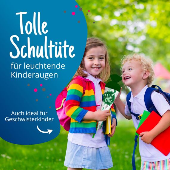 itenga Geschwisterschultüte 35 cm Tiere Pflanzen Muster Geschenkverpackung Schultüte Zuckertüte Filzverschluss Kinder Erwachsene (Kaktus mit Text)