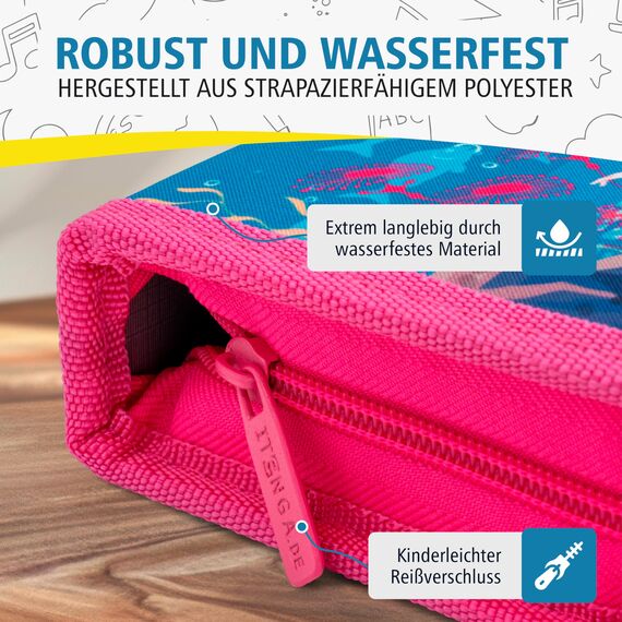 itenga Schüler-Etui 28 teilig gefüllt 1-Zipper Federmäppchen für Jungen und Mädchen (Meerjungfrau)