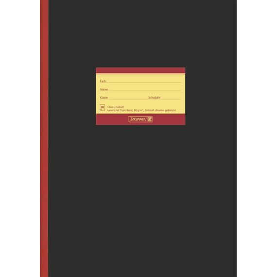 Brunnen 1044636 Oberschulheft A4 (20 Blatt, 5 mm kariert, mit 9 cm breitem Rand) (Packung mit 2)