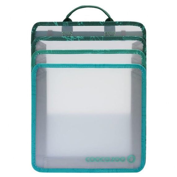 coocazoo Faltbare Heftbox, Fresh Mint, grau-grün, mit Tragegriff, platzsparend mit ausziehbaren Seiten, Heftordner für Schulrucksäcke, ab der 3. Klasse